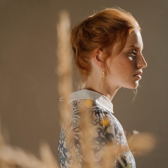 Dainty14K Gold Plated Cosmos Small Drop Chain Hoops Trendy Earring Set for Women - Picture 5 of 9